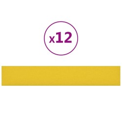 Panneaux muraux 12 pcs Jaune clair 90x15 cm Tissu 1,62 m² 