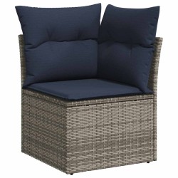 Salon de jardin 5 pcs avec coussins gris résine tressée 