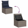 Salon de jardin 5 pcs avec coussins gris résine tressée 