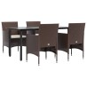 Ensemble à manger de jardin coussins 5 pcs Marron/noir 