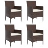 Ensemble à manger de jardin coussins 5 pcs Marron/noir 
