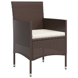Ensemble à manger de jardin coussins 5 pcs Marron/noir 