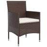 Ensemble à manger de jardin coussins 5 pcs Marron/noir 