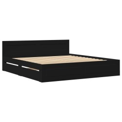 Cadre de lit avec tête de lit sans matelas noir 180x200 cm 