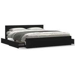 Cadre de lit avec tête de lit sans matelas noir 180x200 cm 