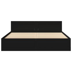 Cadre de lit avec tête de lit sans matelas noir 180x200 cm 