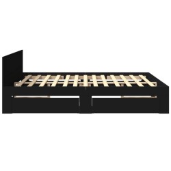 Cadre de lit avec tête de lit sans matelas noir 180x200 cm 