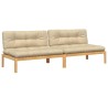 Canapés centraux palette de jardin 2pcs et coussins bois acacia 
