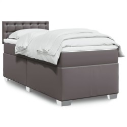 Sommier à lattes de lit avec matelas Gris 90x190 cm Similicuir 