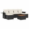 Salon de jardin 7 pcs avec coussins noir résine tressée 
