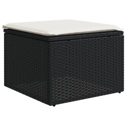 Salon de jardin 7 pcs avec coussins noir résine tressée 