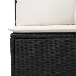 Salon de jardin 7 pcs avec coussins noir résine tressée 