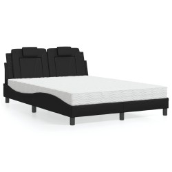 Lit avec matelas noir 140x190 cm similicuir 