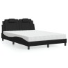 Lit avec matelas noir 140x190 cm similicuir 