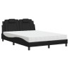 Lit avec matelas noir 140x190 cm similicuir 