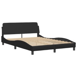 Lit avec matelas noir 140x190 cm similicuir 