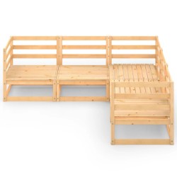 Salon de jardin 5 pcs bois de pin massif 