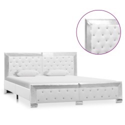 Cadre de lit sans matelas blanc similicuir 160x200 cm 