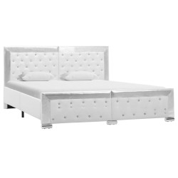 Cadre de lit sans matelas blanc similicuir 160x200 cm 