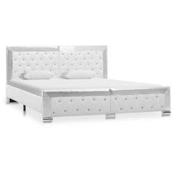 Cadre de lit sans matelas blanc similicuir 160x200 cm 