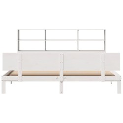 Lit bibliothèque sans matelas blanc 180x200 cm bois pin massif 