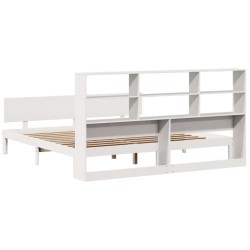 Lit bibliothèque sans matelas blanc 180x200 cm bois pin massif 