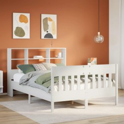 Cadre de lit sans matelas blanc 140x200 cm bois de pin massif 