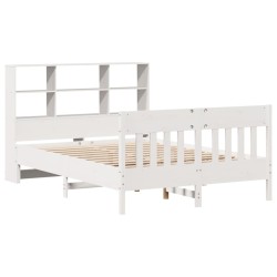 Cadre de lit sans matelas blanc 140x200 cm bois de pin massif 