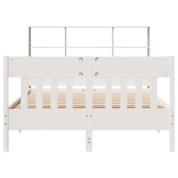Cadre de lit sans matelas blanc 140x200 cm bois de pin massif 