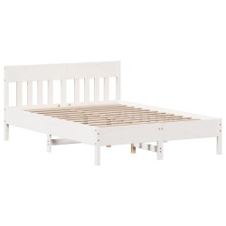 Cadre de lit sans matelas blanc 140x200 cm bois de pin massif 