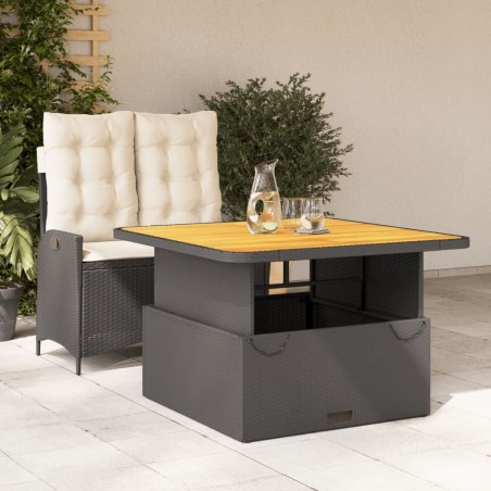 Ensemble à manger de jardin coussins 2pcs noir résine tressée 