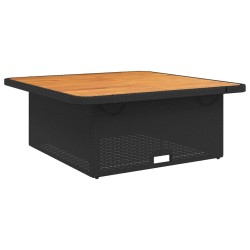 Ensemble à manger de jardin coussins 2pcs noir résine tressée 
