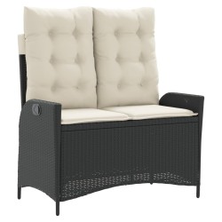 Ensemble à manger de jardin coussins 2pcs noir résine tressée 