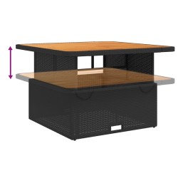 Ensemble à manger de jardin coussins 2pcs noir résine tressée 