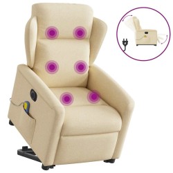 Fauteuil inclinable de massage électrique Crème Tissu 