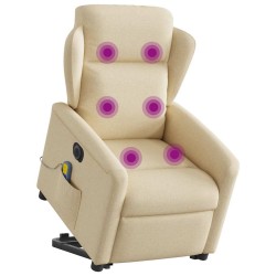 Fauteuil inclinable de massage électrique Crème Tissu 