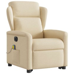 Fauteuil inclinable de massage électrique Crème Tissu 