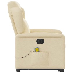 Fauteuil inclinable de massage électrique Crème Tissu 