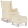 Fauteuil avec pieds à bascule et tabouret Crème Tissu 
