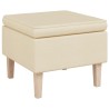 Fauteuil avec pieds à bascule et tabouret Crème Tissu 