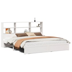 Lit bibliothèque sans matelas blanc 180x200 cm bois pin massif 