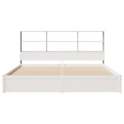 Lit bibliothèque sans matelas blanc 180x200 cm bois pin massif 