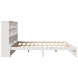 Lit bibliothèque sans matelas blanc 180x200 cm bois pin massif 