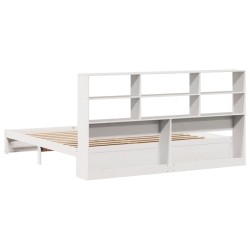 Lit bibliothèque sans matelas blanc 180x200 cm bois pin massif 