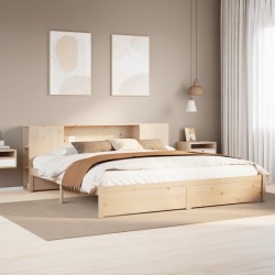 Lit bibliothèque sans matelas 180x200 cm bois massif de pin 