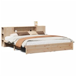 Lit bibliothèque sans matelas 180x200 cm bois massif de pin 