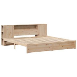 Lit bibliothèque sans matelas 180x200 cm bois massif de pin 