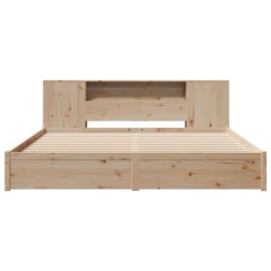 Lit bibliothèque sans matelas 180x200 cm bois massif de pin 