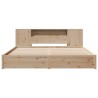 Lit bibliothèque sans matelas 180x200 cm bois massif de pin 