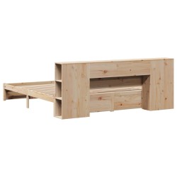 Lit bibliothèque sans matelas 180x200 cm bois massif de pin 